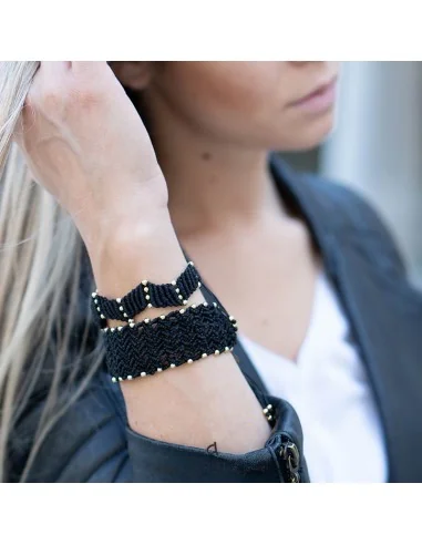 Χειροποίητο γυναικείο βραχιόλι μακραμέ ζιγκ ζαγκ με κρύσταλλα Zita