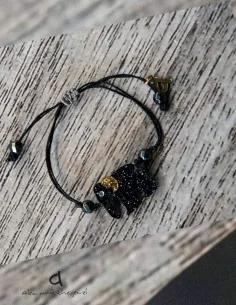 Χειροποίητο κόσμημα βραχιόλι με στοιχείο ελεφαντάκι σε 3 αποχρώσεις και ημιπολύτιμες πέτρες με αυξομείωση Baby elephant 2