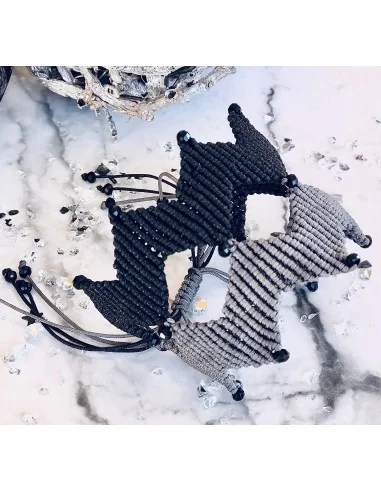 Χειροποίητο γυναικείο διπλό κόσμημα βραχιόλι macrame σε γκρι και μαύρο Together