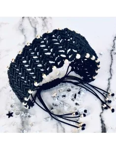 Χειροποίητο γυναικείο μαύρο βραχιόλι μακραμέ Madeleine 2