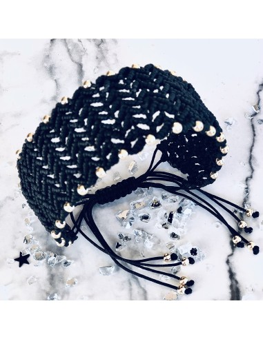 Χειροποίητο γυναικείο μαύρο βραχιόλι μακραμέ Madeleine