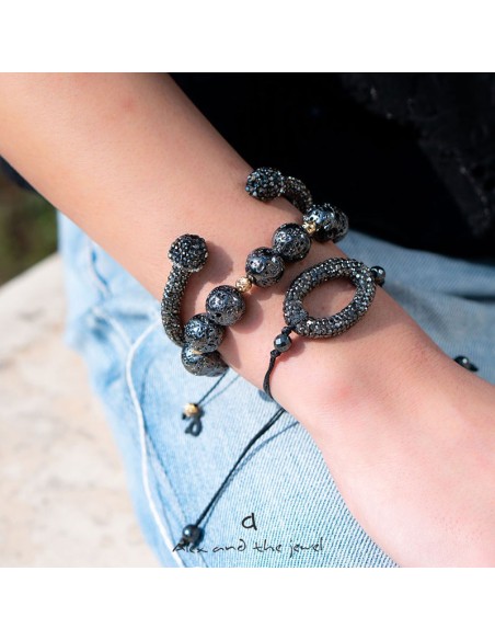 Χειροποίητο γυναικείο βραχιόλι με πέτρες ορυκτής λάβας Volcan