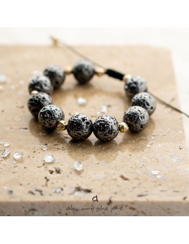 Χειροποίητο γυναικείο βραχιόλι με πέτρες ορυκτής λάβας Volcan