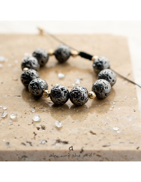 Χειροποίητο γυναικείο βραχιόλι με πέτρες ορυκτής λάβας Volcan