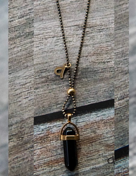 Κολιέ με ημιπολύτιμη πέτρα σε 3 αποχρώσεις σε αλυσίδα και επίχρυση μπίλια Bullet Κολιέ με ημιπολύτιμη πέτρα σε 3 αποχρώσεις σε αλυσίδα και επίχρυση μπίλια Bullet