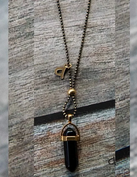 Κολιέ με ημιπολύτιμη πέτρα σε 3 αποχρώσεις σε αλυσίδα και επίχρυση μπίλια Bullet