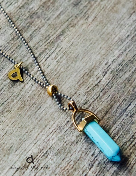 Κολιέ με ημιπολύτιμη πέτρα σε 3 αποχρώσεις σε αλυσίδα και επίχρυση μπίλια Bullet