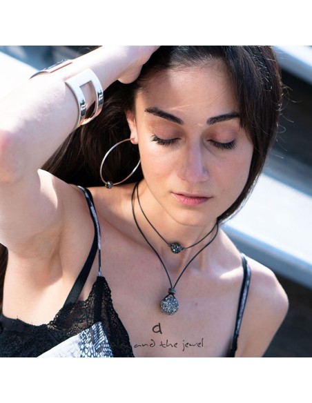 Χειροποίητο γυναικείο κόσμημα σκουλαρίκια κρίκοι από ατσάλι με ροδέλα Adelina