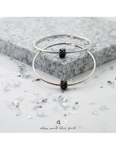 Χειροποίητο γυναικείο κόσμημα σκουλαρίκια κρίκοι από ατσάλι με ροδέλα Adelina