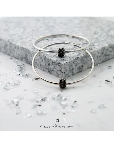 Χειροποίητο γυναικείο κόσμημα σκουλαρίκια κρίκοι από ατσάλι με ροδέλα Adelina