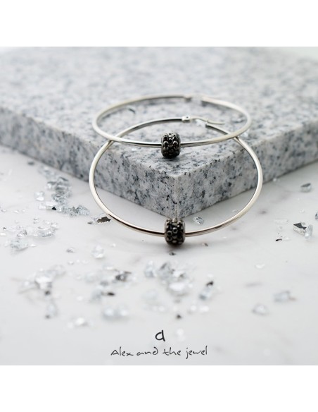 Χειροποίητο γυναικείο κόσμημα σκουλαρίκια κρίκοι από ατσάλι με ροδέλα Adelina