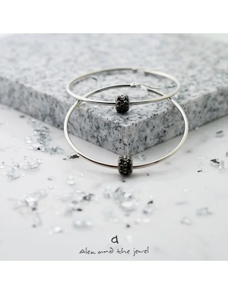 Χειροποίητο γυναικείο κόσμημα σκουλαρίκια κρίκοι από ατσάλι με ροδέλα Adelina