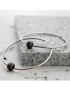 Χειροποίητο γυναικείο κόσμημα σκουλαρίκια κρίκοι από ατσάλι με ροδέλα Adelina