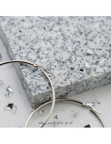 Χειροποίητο γυναικείο κόσμημα σκουλαρίκια κρίκοι από ατσάλι με ροδέλα Adelina