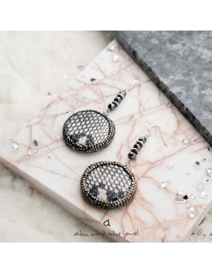 Χειροποίητο γυναικείο κόσμημα σκουλαρίκια με πέτρες Αιματίτη Dorothea 2