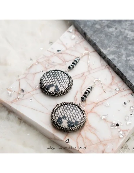 Χειροποίητο γυναικείο κόσμημα σκουλαρίκια με πέτρες Αιματίτη Dorothea