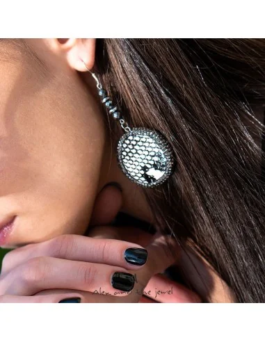 Χειροποίητο γυναικείο κόσμημα σκουλαρίκια με πέτρες Αιματίτη Dorothea