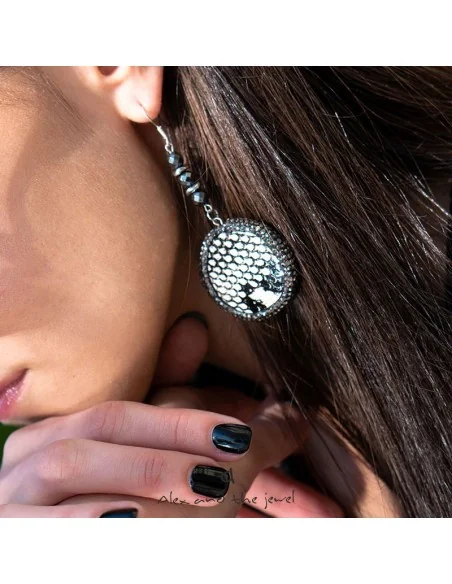 Χειροποίητο γυναικείο κόσμημα σκουλαρίκια με πέτρες Αιματίτη Dorothea