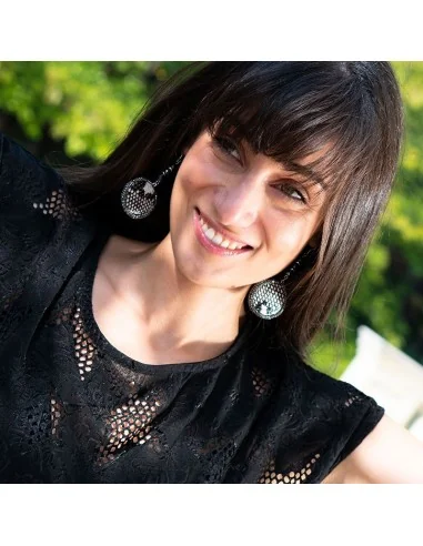 Χειροποίητο γυναικείο κόσμημα σκουλαρίκια με πέτρες Αιματίτη Dorothea