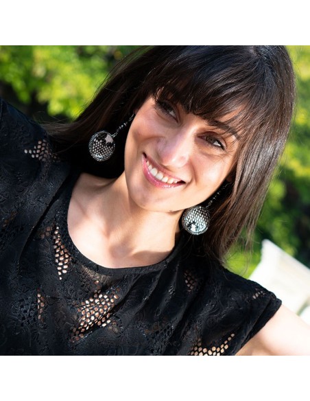 Χειροποίητο γυναικείο κόσμημα σκουλαρίκια με πέτρες Αιματίτη Dorothea