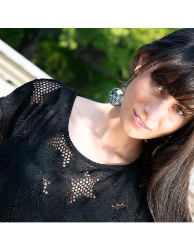 Χειροποίητο γυναικείο κόσμημα σκουλαρίκια με πέτρες Αιματίτη Dorothea