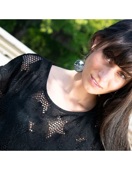 Χειροποίητο γυναικείο κόσμημα σκουλαρίκια με πέτρες Αιματίτη Dorothea