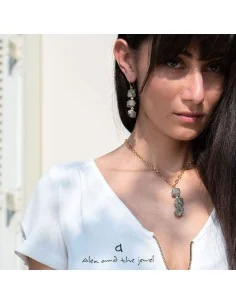 Χειροποίητο κόσμημα γυναικεία σκουλαρίκια από πέτρες Σιδηροπυρίτη και Αιματίτη Peru 2