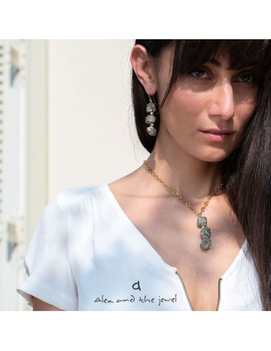 Χειροποίητο κόσμημα γυναικεία σκουλαρίκια από πέτρες Σιδηροπυρίτη και Αιματίτη Peru