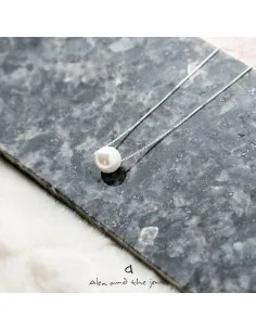 Γυναικείο κολιέ με κεντρικό στοιχείο πέρλα σε ασημένια αλυσίδα Cannes 2