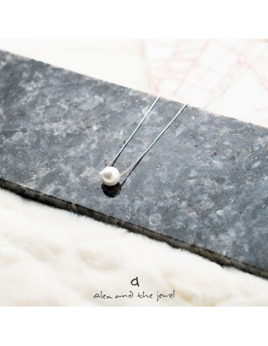 Γυναικείο κολιέ με κεντρικό στοιχείο πέρλα σε ασημένια αλυσίδα  Cannes