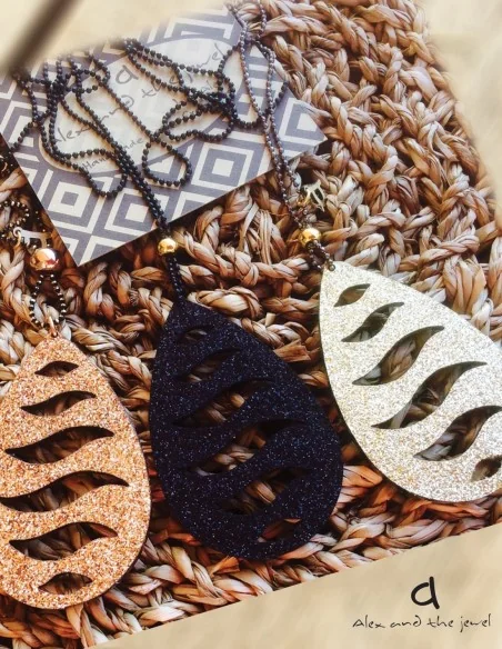 Χειροποίητο γυναικείο κόσμημα κολιέ με γκλίτερ Wave