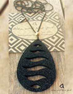 Χειροποίητο γυναικείο κόσμημα κολιέ με γκλίτερ Wave 2