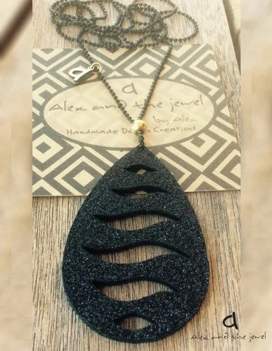 Χειροποίητο γυναικείο κόσμημα κολιέ με γκλίτερ Wave