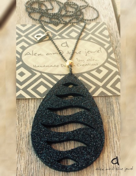 Χειροποίητο γυναικείο κόσμημα κολιέ με γκλίτερ Wave Χειροποίητο γυναικείο κόσμημα κολιέ με γκλίτερ Wave