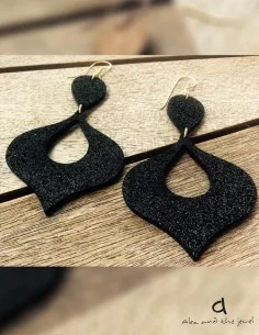 Κοσμήματα σκουλαρίκια σε σχήμα λυχνάρι με ανάγλυφες glitter λεπτομέρειες με γάντζους από ασήμι 925 επιχρυσωμένο Gini 2