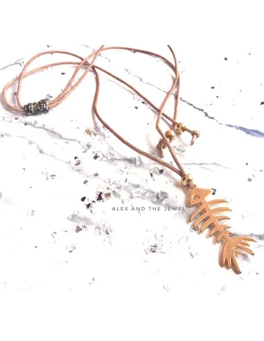 Χειροποίητο επίχρυσο κολιέ ψαροκόκκαλο σε...