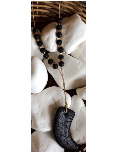 Χειροποίητο γυναικείο κολιέ δόντι από πέτρα λάβας Silva