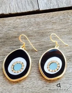 Κόσμημα σκουλαρίκια με ακανόνιστο σχήμα μάτι με swarovski elements και γάντζους από ασήμι 925 επιχρυσωμένο Eye Contact 2