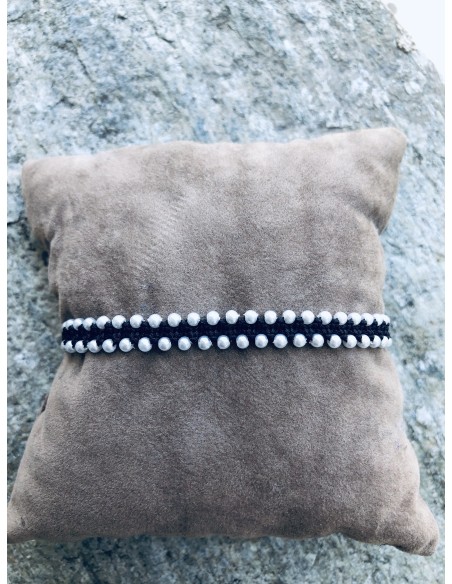 Χειροποίητο γυναικείο βραχιόλι μακραμέ με κρύσταλλα Hapiness