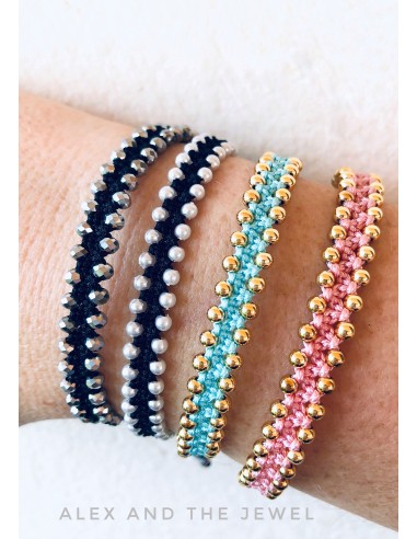 Χειροποίητο γυναικείο βραχιόλι μακραμέ με κρύσταλλα Hapiness