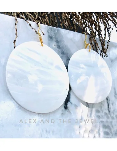 Χειροποίητα γυναικεία λευκά σκουλαρίκια κύκλος από φίλντισι Aline