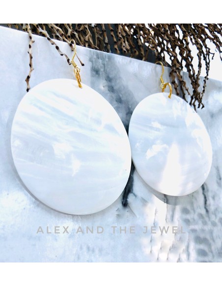 Χειροποίητα γυναικεία λευκά σκουλαρίκια κύκλος από φίλντισι Aline