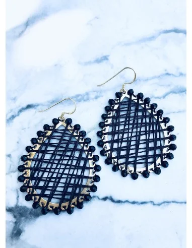 Χειροποίητο κόσμημα μαύρα γυναικεία σκουλαρίκια Berlin