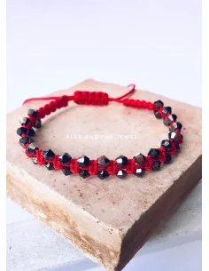 Χειροποίητο γυναικείο κόκκινο βραχιόλι μακραμέ Florence 2