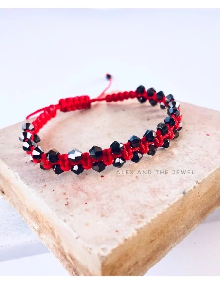 Χειροποίητο γυναικείο κόκκινο βραχιόλι μακραμέ Florence