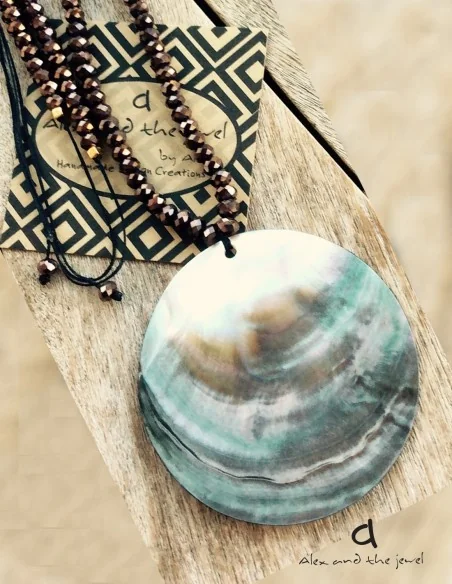 Γυναικείο κόσμημα κολιέ κρεμαστό όστρακο με κρύσταλλα