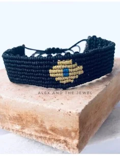 Χειροποίητο μαύρο βραχιόλι μακραμέ μάτι Eyes 2