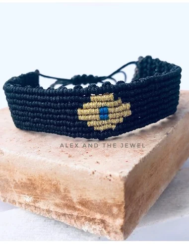 Χειροποίητο μαύρο βραχιόλι μακραμέ μάτι Eyes