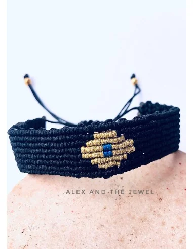 Χειροποίητο μαύρο βραχιόλι μακραμέ μάτι Eyes