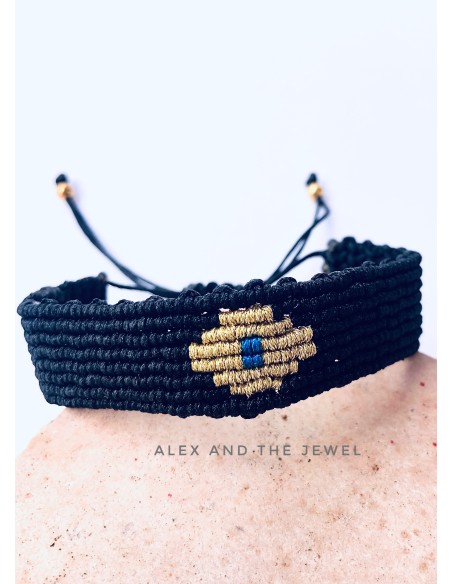 Χειροποίητο μαύρο βραχιόλι μακραμέ μάτι Eyes